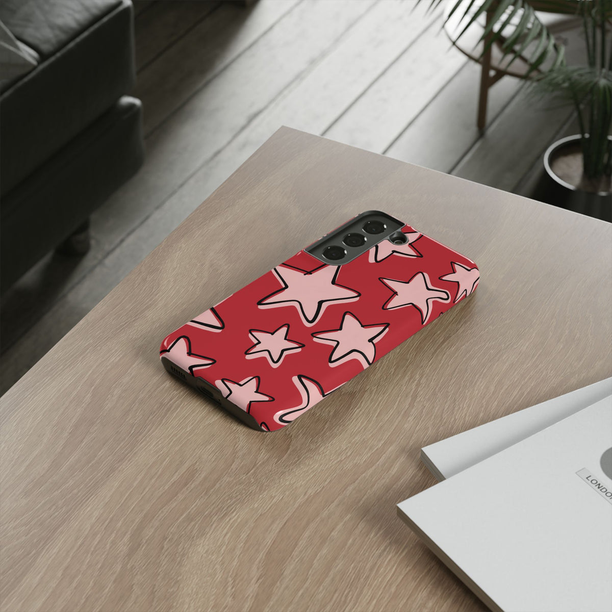 Cherry Red Doodle Star Phone Case