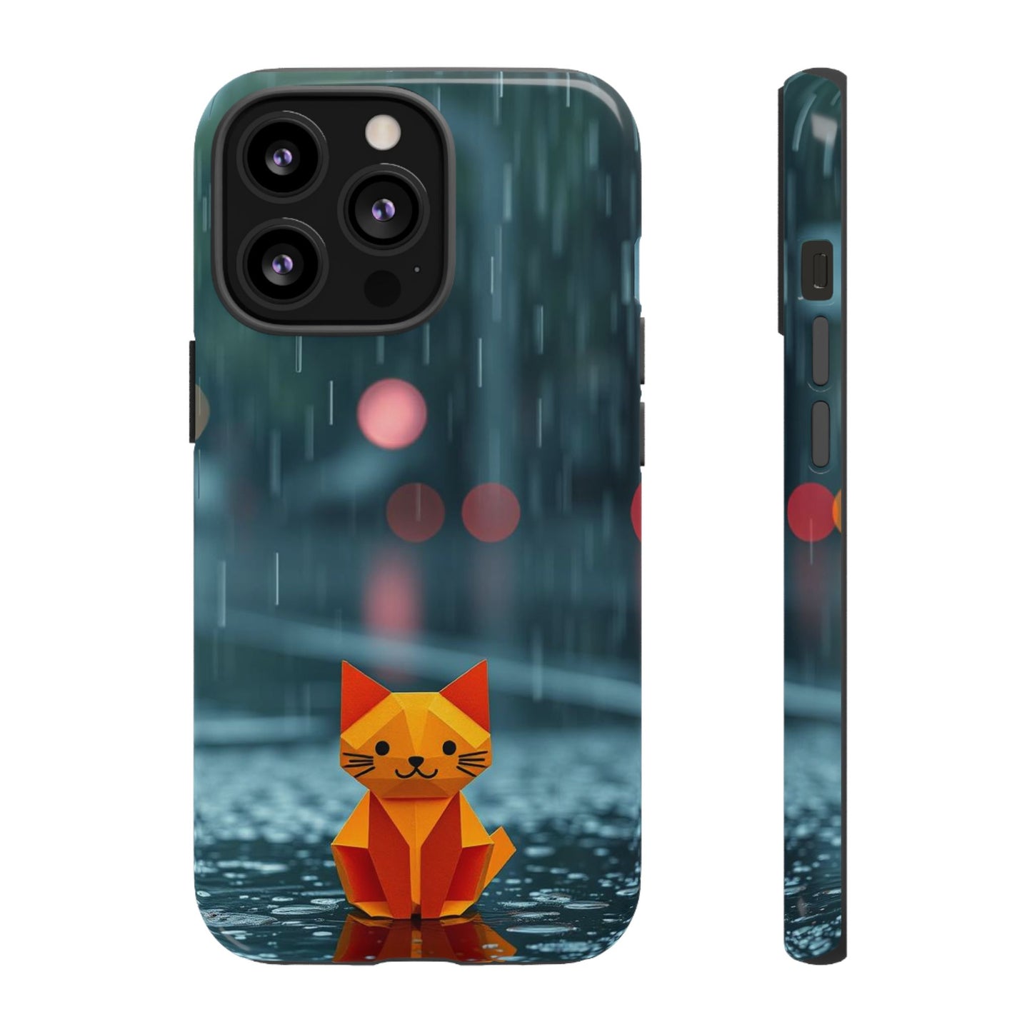 iPhone 13 Pro / Glossy Phone Case - Origami ’Soggy Cat’ Design Phone Case