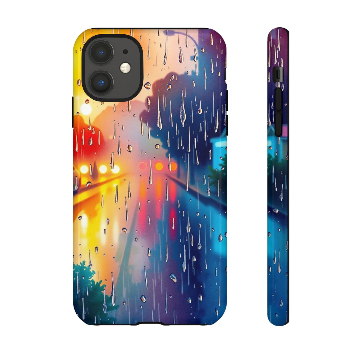 iPhone 11 / Glossy Phone Case - Electric Rain Watercolour Design Phone Case
