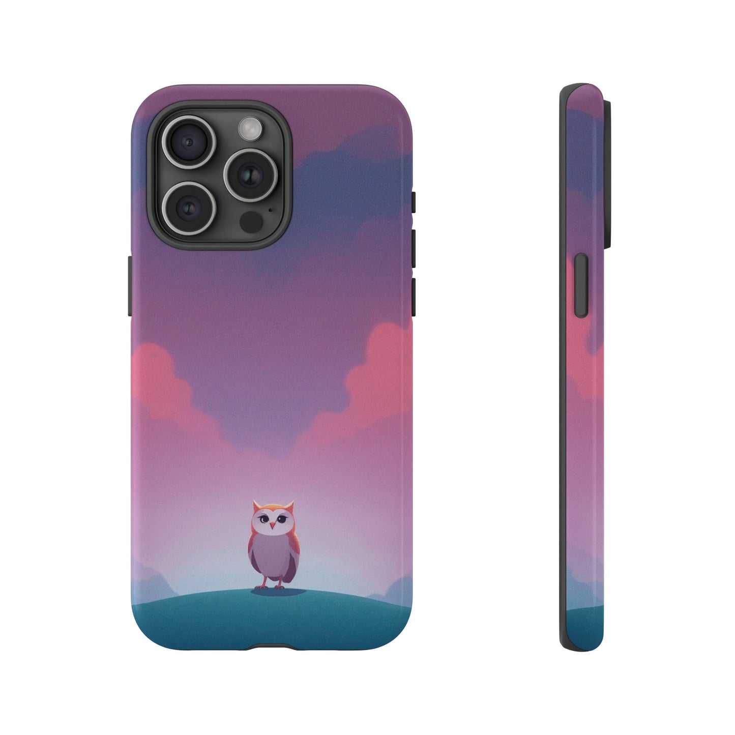 iPhone 15 Pro Max / Glossy Phone Case - Watercolour Owl & Cloud Design Phone Case