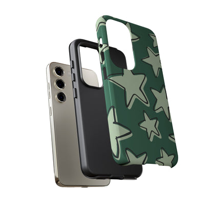 Forest Green Doodle Star Phone Case