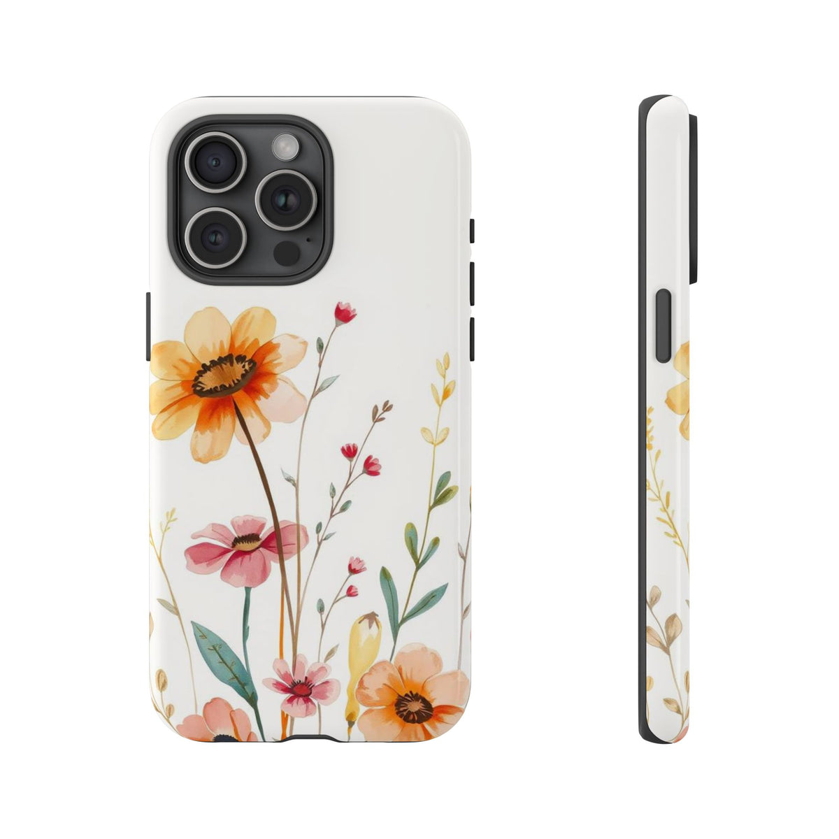Boho Chic Watercolour Wild Blooms Pattern Phone Case - Multicolor Phone Case - iPhone 15 Pro Max / Glossy