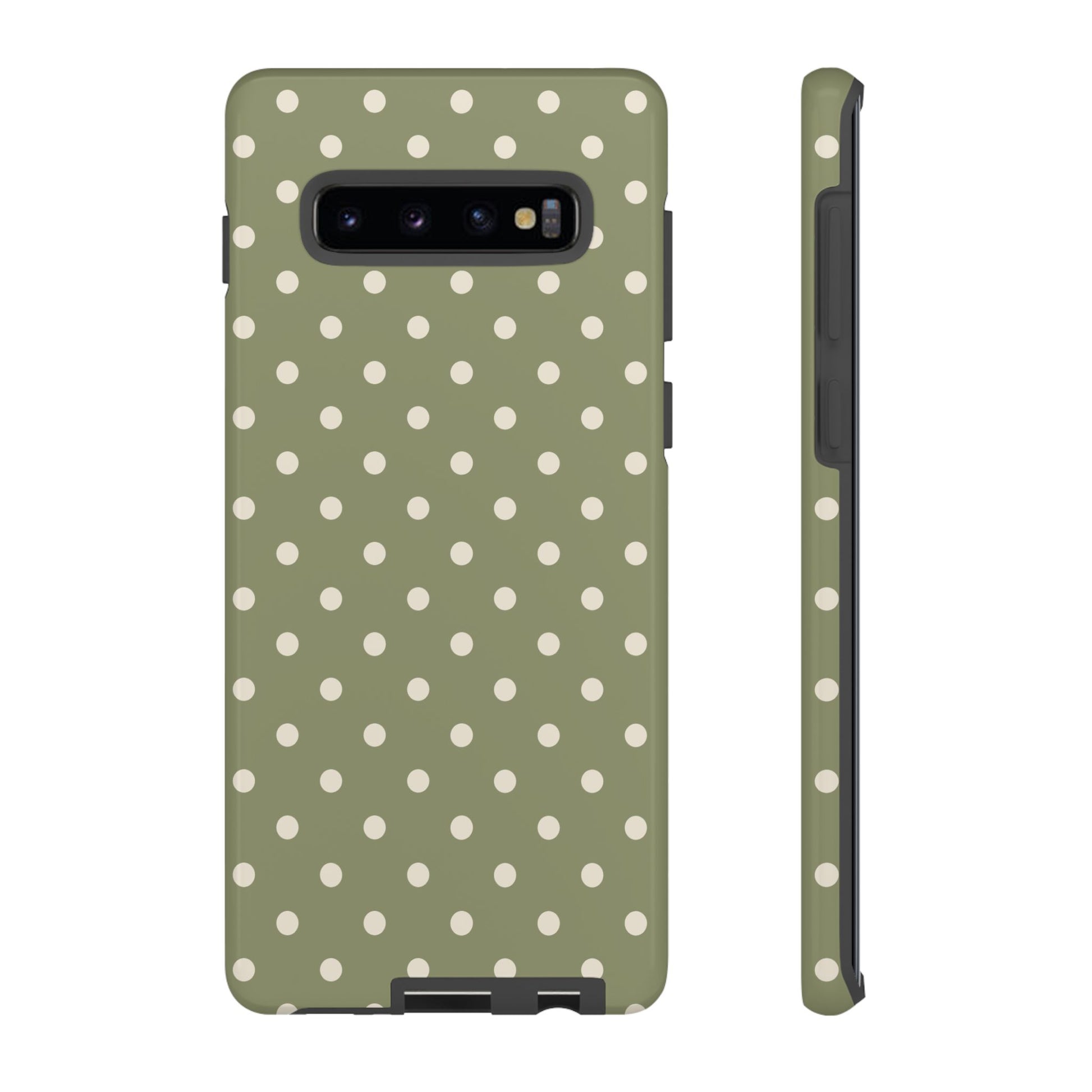 Samsung Galaxy S10 Plus / Glossy Phone Case - ’Green & White Dot Pattern’ Phone Case