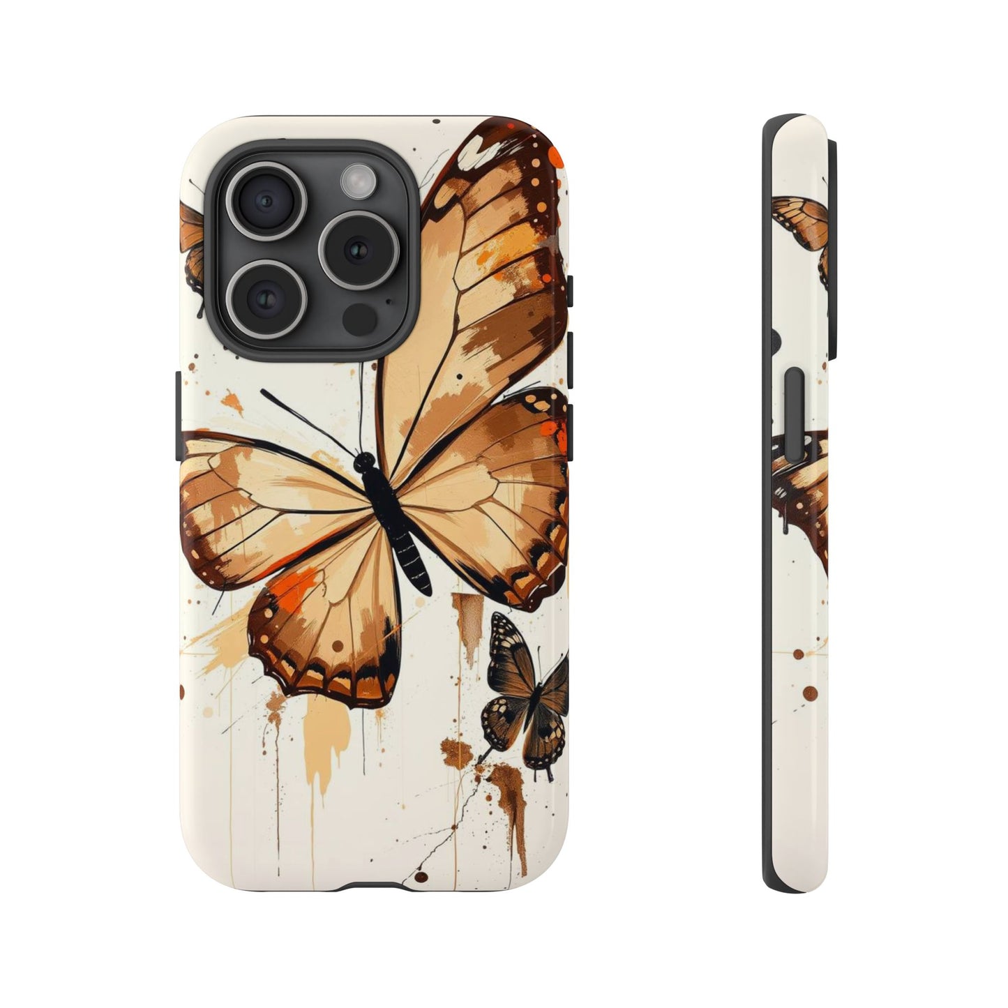 iPhone 15 Pro / Glossy Phone Case - Acrylic Style Butterflies Design Phone Case