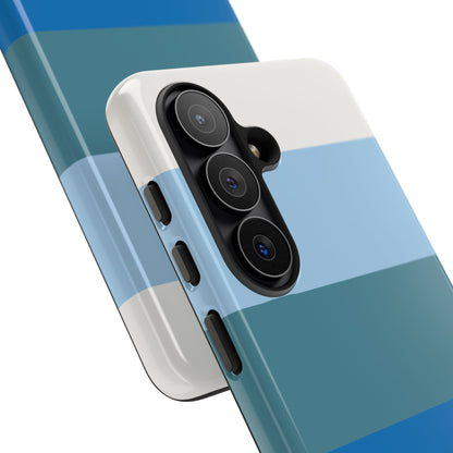 Blue and White Stripe Pattern Phone Case - Blue Phone Case
