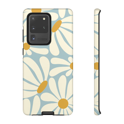 Retro Light Blue Daisy Pattern Phone Case - Blue Phone Case - Samsung Galaxy S20 Ultra / Glossy