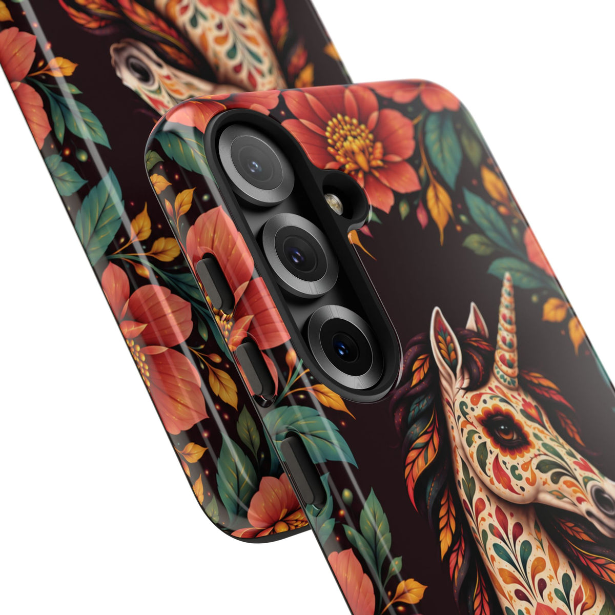 Elegant Terracotta and Teal Calavera Unicorn Phone Case - Phone Case