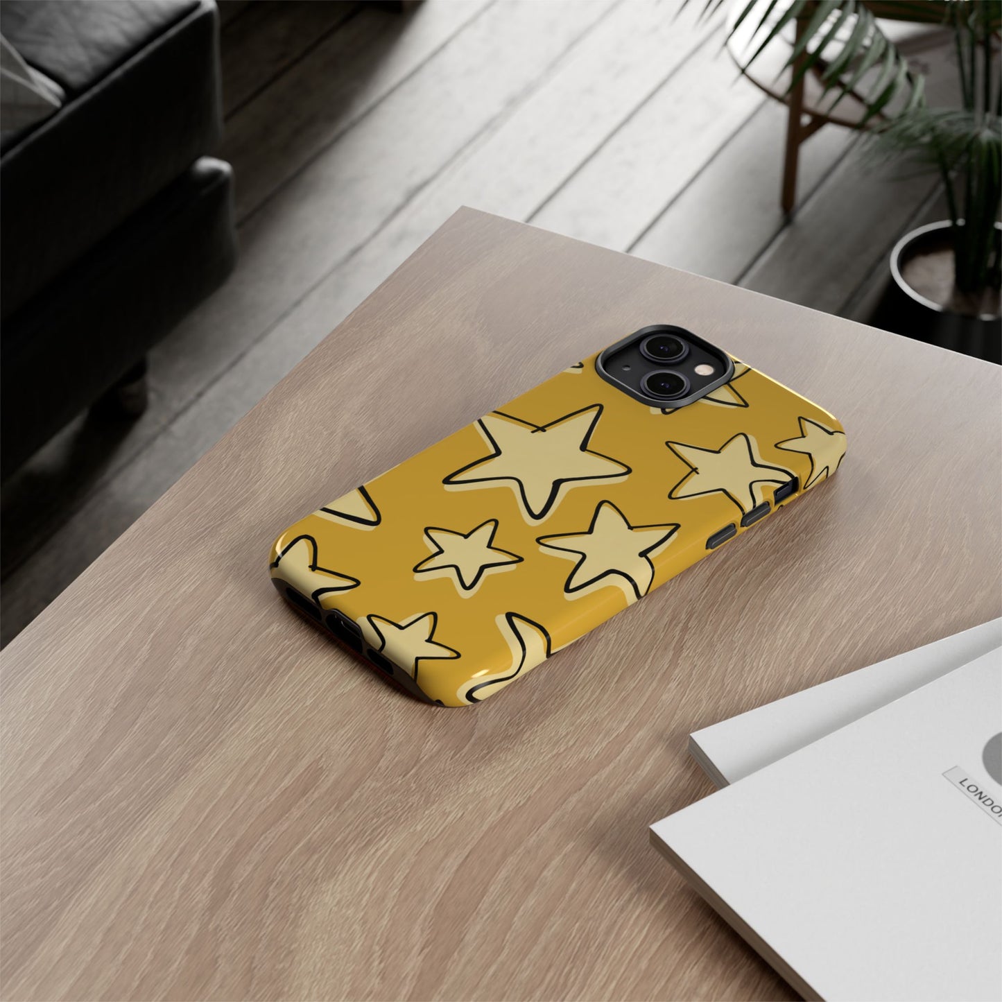 Golden Yellow Doodle Star Phone Case