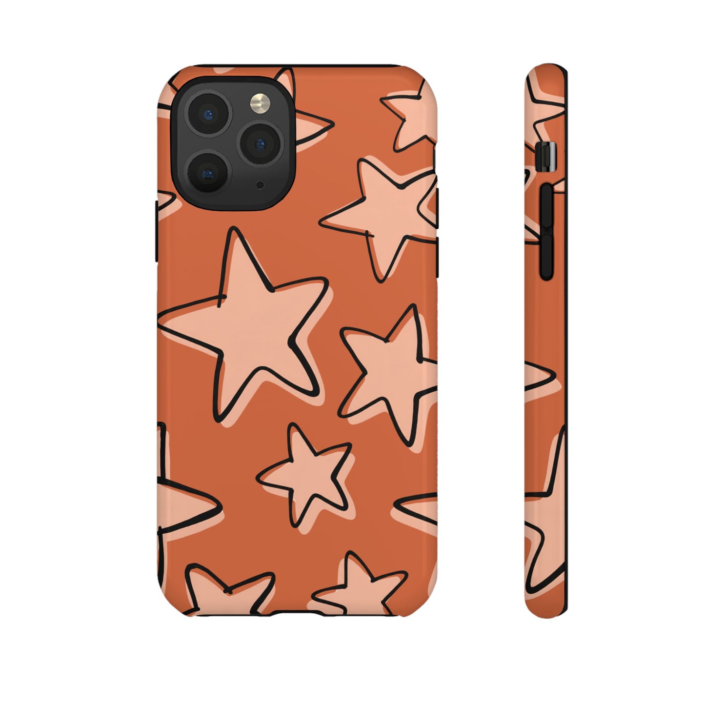 Burnt Orange Doodle Star Phone Case