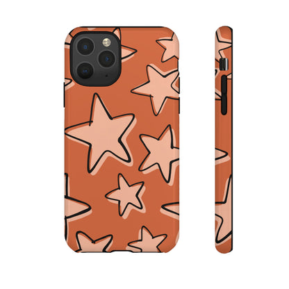 Burnt Orange Doodle Star Phone Case