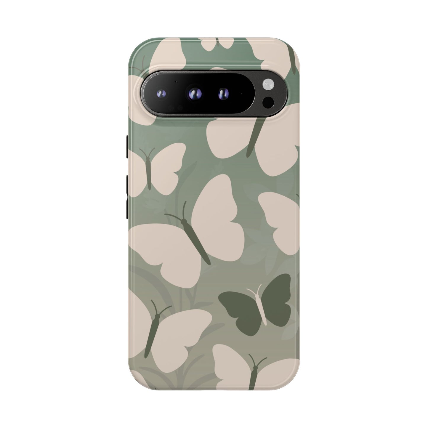 Google Pixel 9 Pro XL / Glossy Phone Case - Minimalist Light Green Butterfly Pattern Phone Case