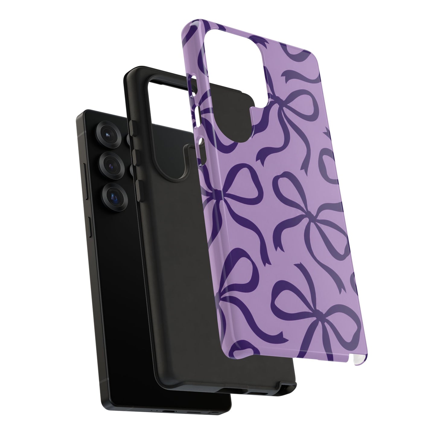 Bold Lilac and Deep Purple Bow Pattern Phone Case