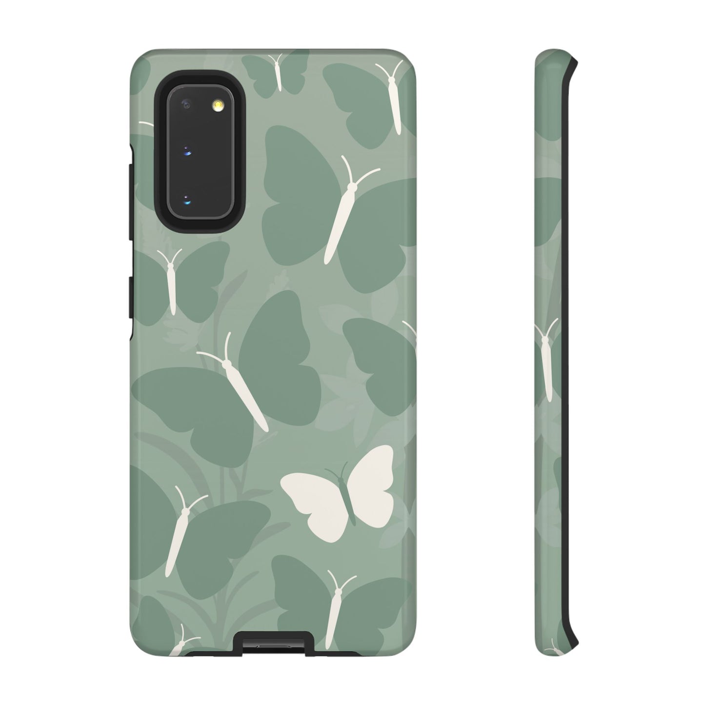 Samsung Galaxy S20 / Glossy Phone Case - Minimalist Mint Green Butterfly Pattern Phone Case