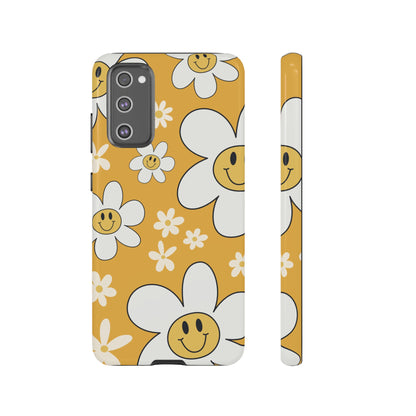 Fun Retro Daisy Pattern with Yellow Background Phone Case - Yellow Phone Case - Samsung Galaxy S20 FE / Glossy