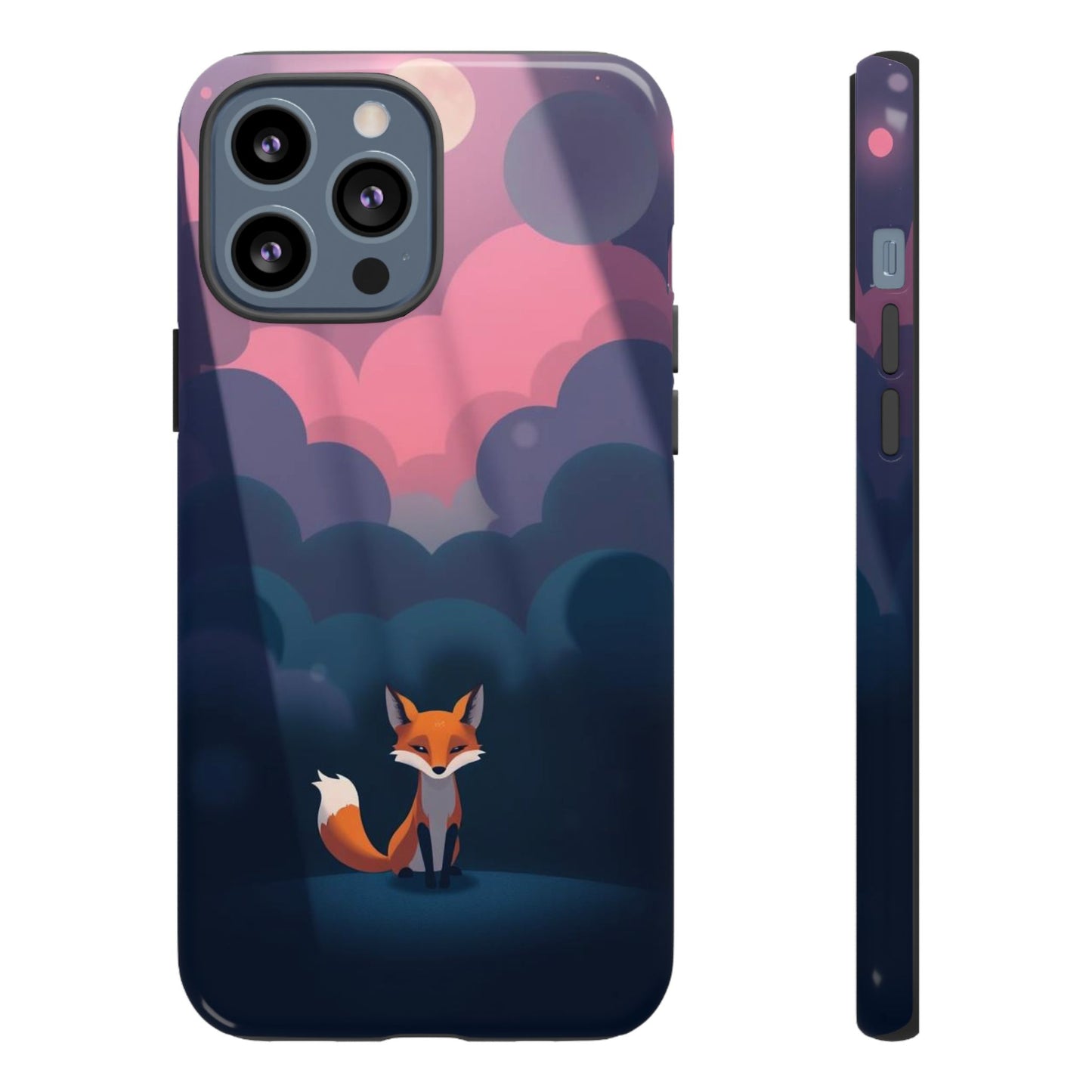 iPhone 13 Pro Max / Glossy Phone Case - Moody Pop Art Fox Design Phone Case