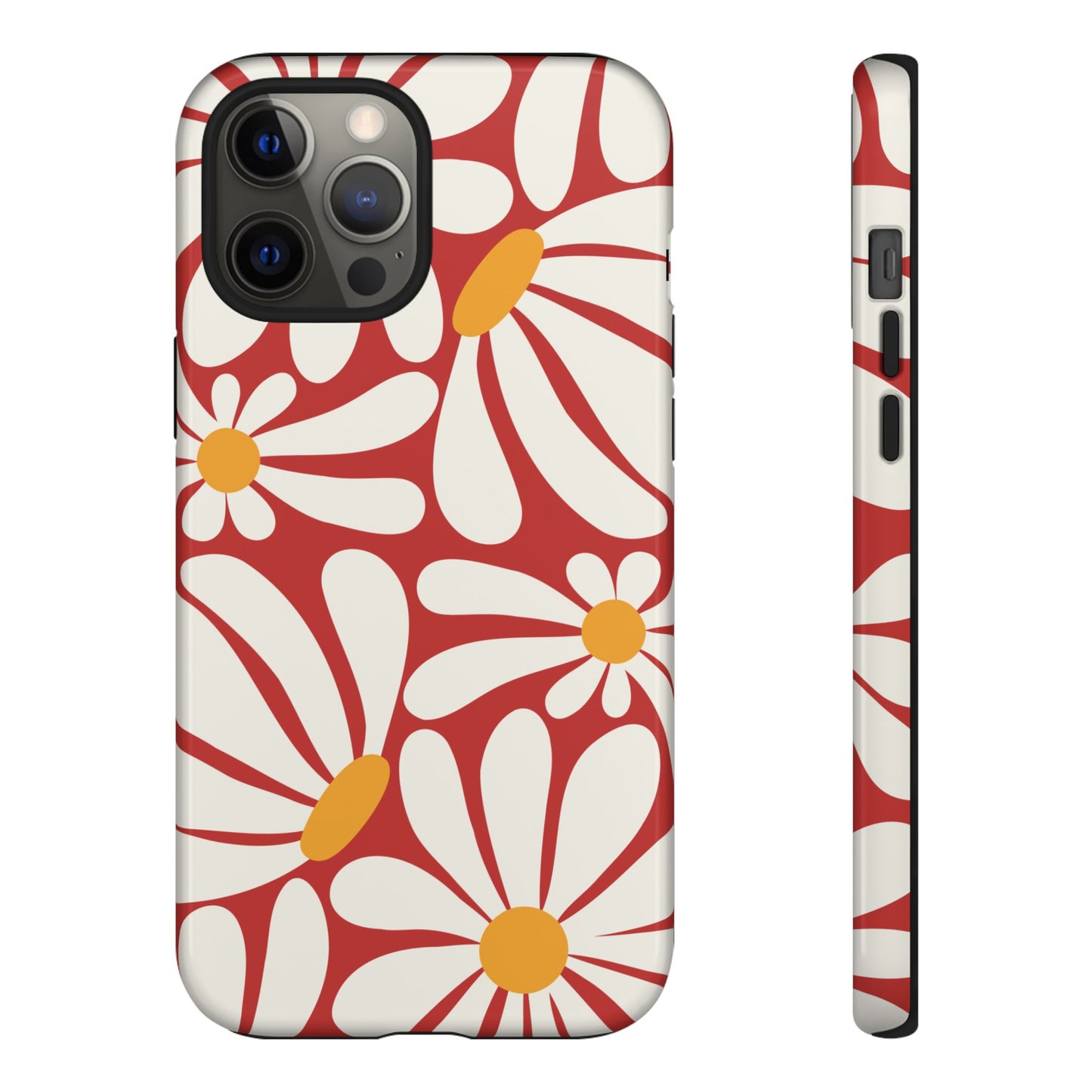 Retro Red Daisy Pattern Phone Case - Red Phone Case - iPhone 12 Pro Max / Glossy