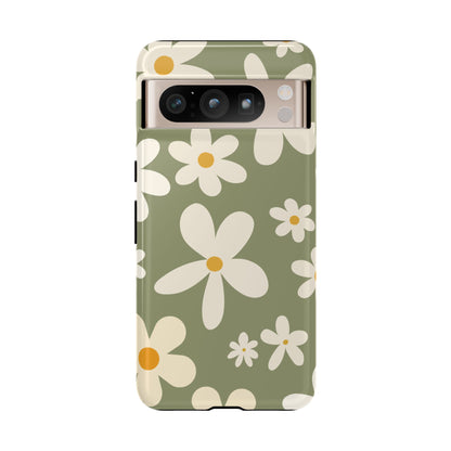 Chic Green Daisy Pattern Phone Case - Green Phone Case - Google Pixel 8 Pro / Glossy