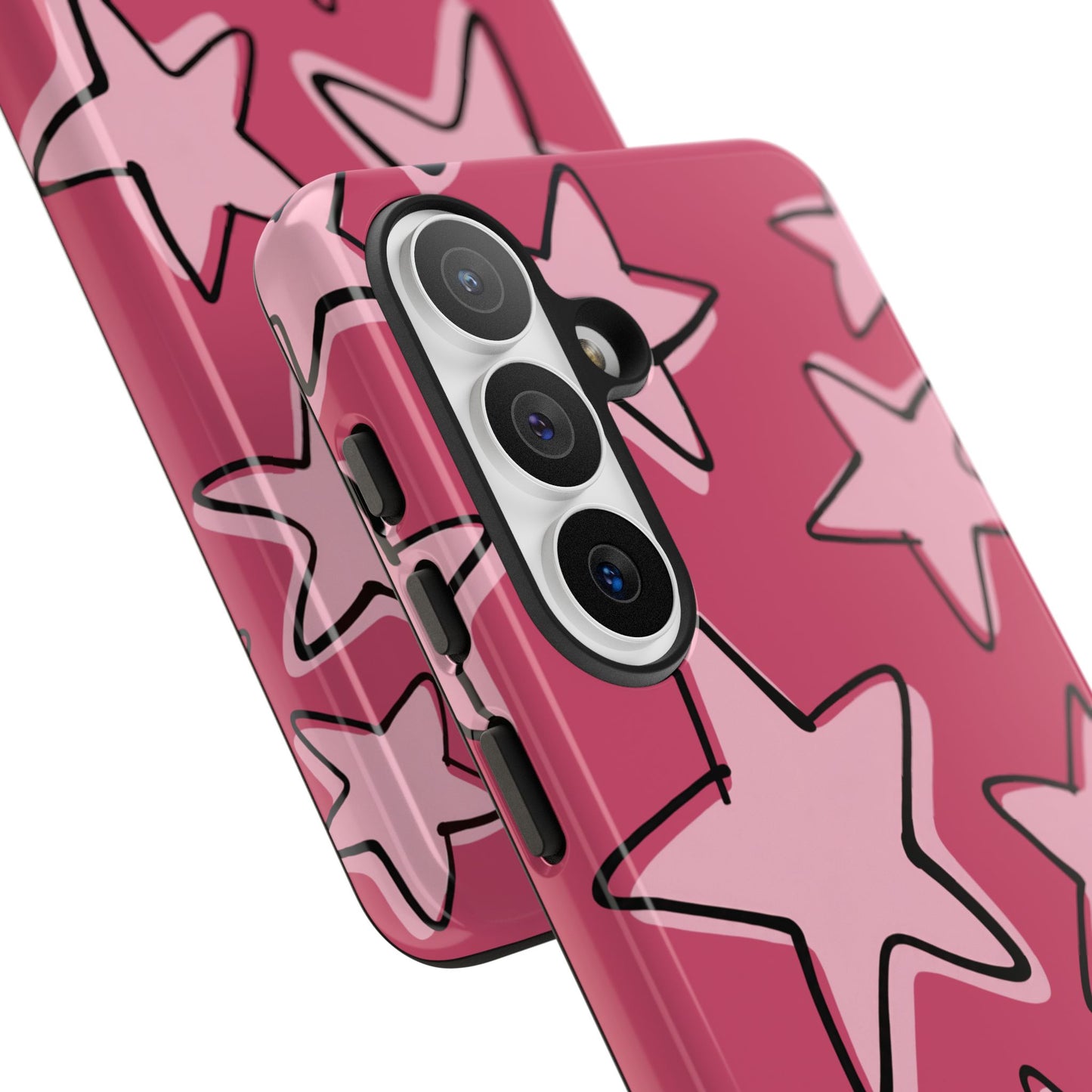 Raspberry Pink Doodle Star Phone Case