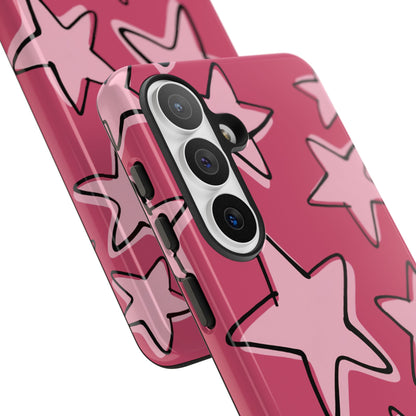 Raspberry Pink Doodle Star Phone Case