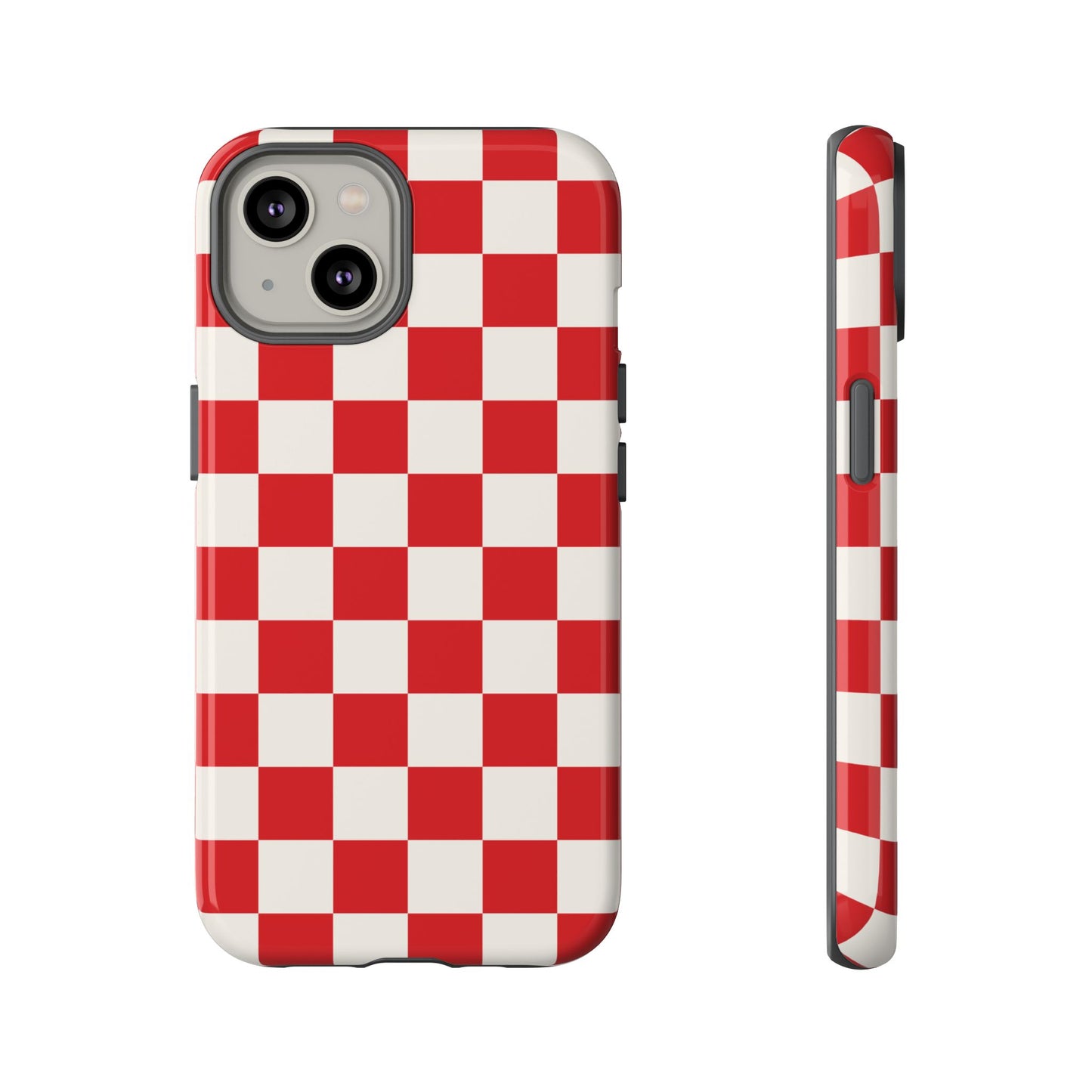 iPhone 14 / Glossy Phone Case - ’Red Checkered Pattern’ Phone Case