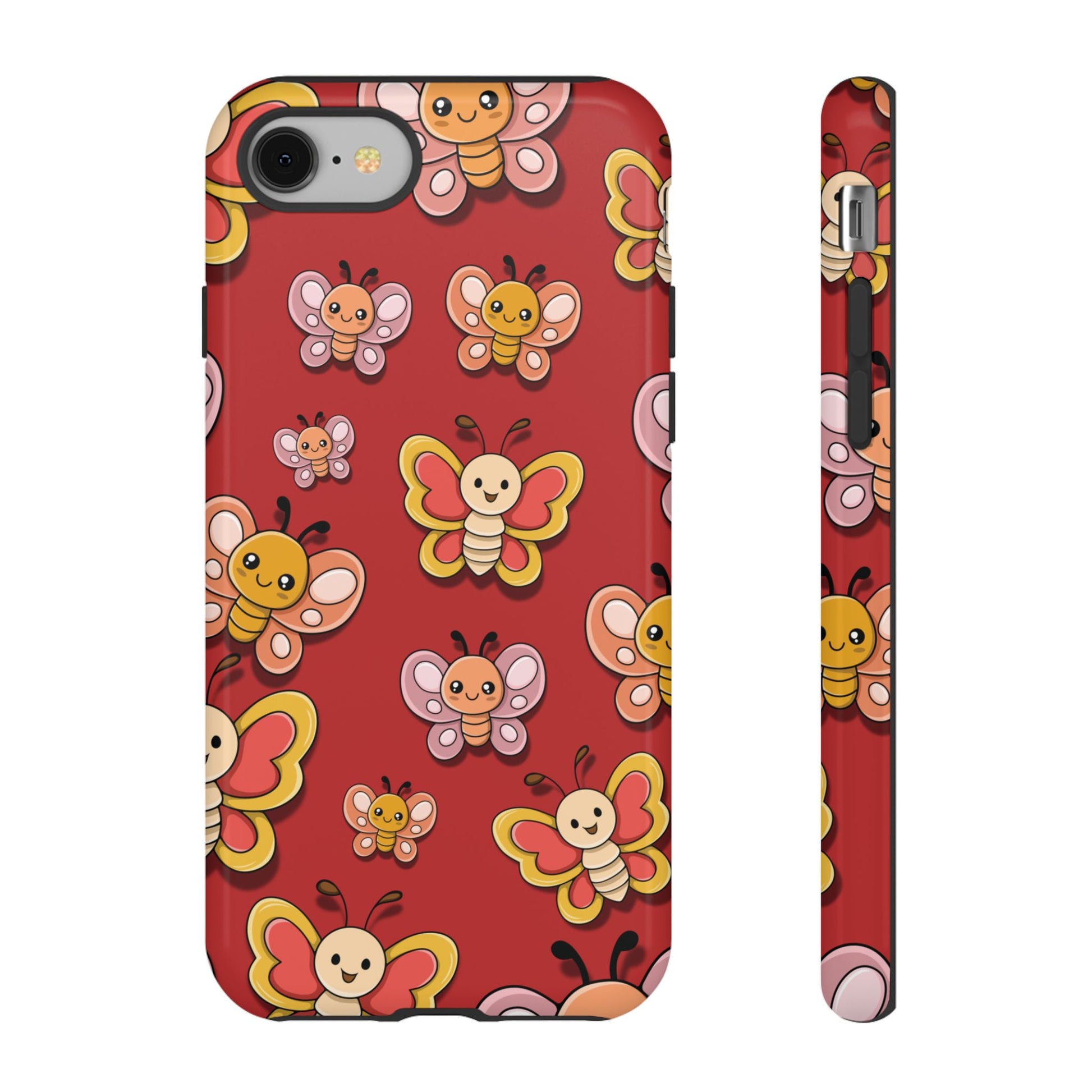 Red Butterfly Sticker Design Phone Case - Red Phone Case - iPhone 8 / Glossy
