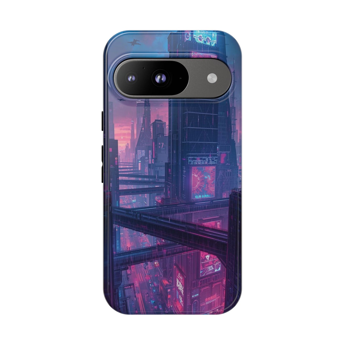 Neon Cyberpunk Megacity Sci-fi Phone Case - Blue Phone Case - Google Pixel 9 / Glossy
