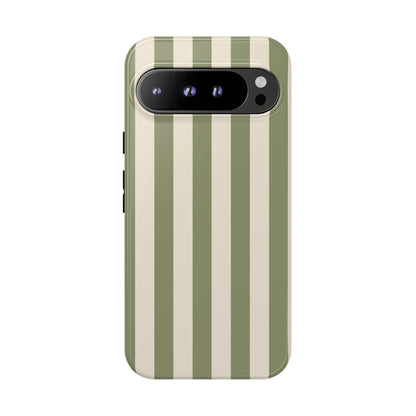 Olive & Beige Stripe Pattern Phone Case - Green Phone Case - Google Pixel 9 Pro XL / Glossy