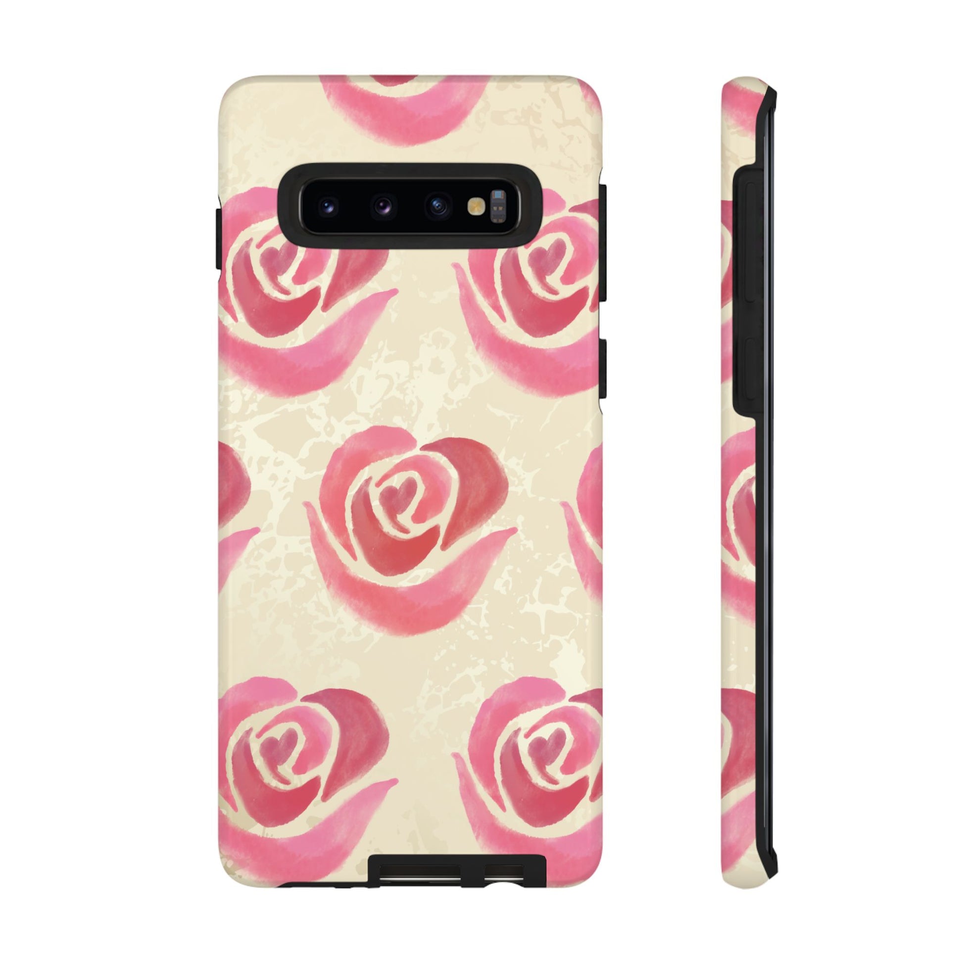 Cute Pink Rose Pattern Phone Case - Pink Phone Case - Samsung Galaxy S10 / Glossy