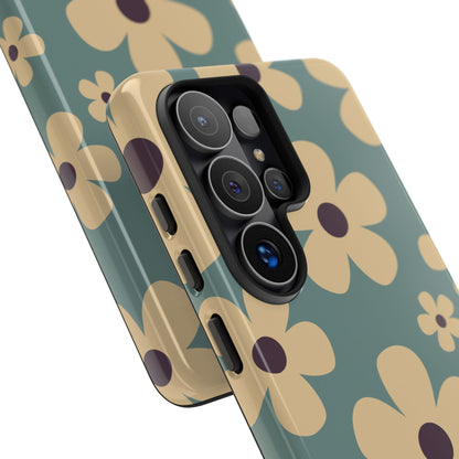 Cute Blue & Cream Daisy Pattern Phone Case - Blue Phone Case
