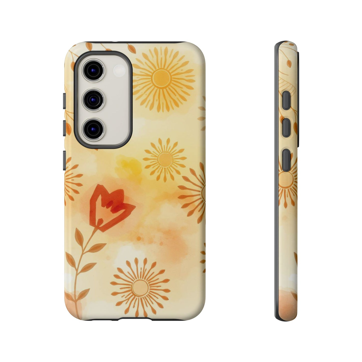 Samsung Galaxy S23 / Glossy Phone Case - Boho Chic Watercolour Pattern Phone Case