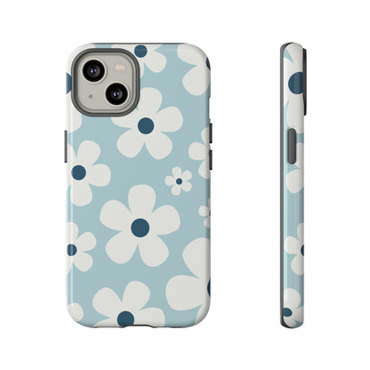 iPhone 14 / Glossy Phone Case - Cute Light Blue Daisy Pattern Phone Case