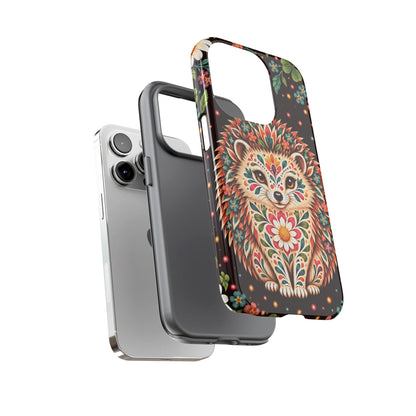 Vibrant Terracotta and Teal Calavera Hedgehog Phone Case - Multicolor Phone Case