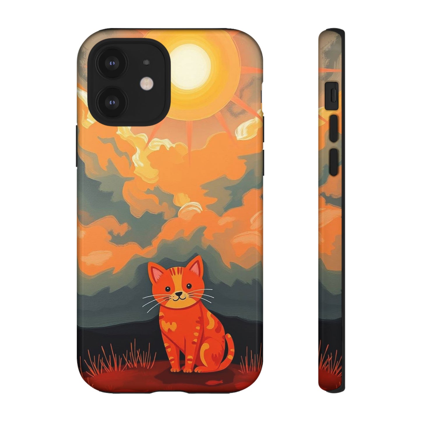 iPhone 12 / Glossy Phone Case - Acrylic Painting Style Cat Design Phone Case