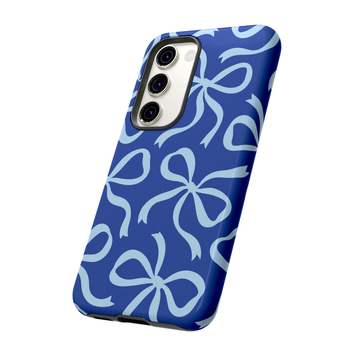 Bold Cobalt Blue and Powder Blue Bow Pattern Phone Case