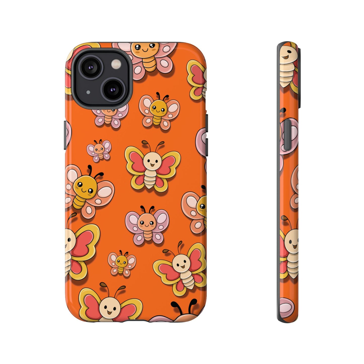 iPhone 14 Plus / Glossy Phone Case - Orange Butterfly Sticker Design Phone Case