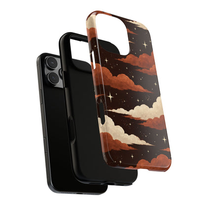 Illustrated Burnt Orange Clouds & Stars Phone Case
