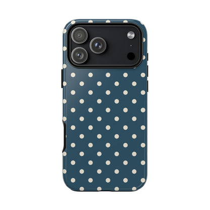 iPhone 17 Pro Max / Glossy Phone Case - ’Blue & White Dot Pattern’ Phone Case