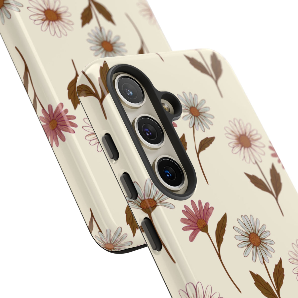 Pretty Cream & Rose Daisy Pattern Phone Case