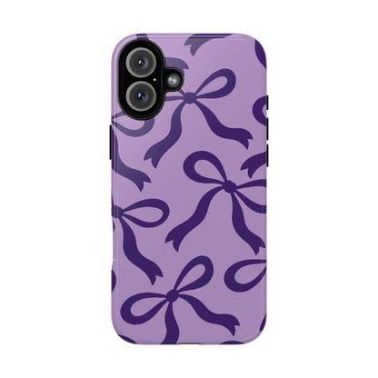 Bold Lilac and Deep Purple Bow Pattern Phone Case - Purple Phone Case - iPhone 16 Plus / Glossy