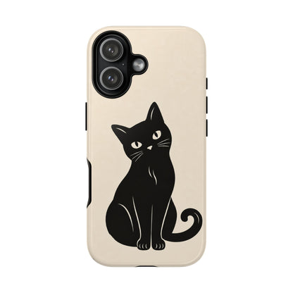 Minimalist Cream & Black Cat Phone Case