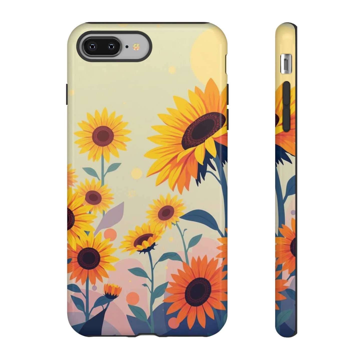 iPhone 8 Plus / Glossy Phone Case - Modern Flat Sunflower Design Phone Case