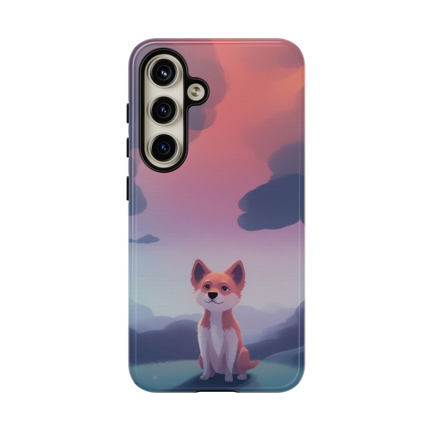 Samsung Galaxy S24 / Glossy Phone Case - Cute Dog & Cloud Design Phone Case