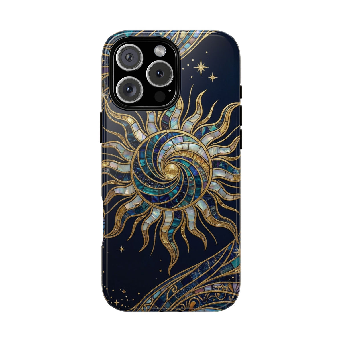 Elegant Navy & Gold Solar Spiral Phone Case