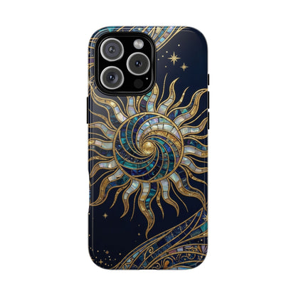 Elegant Navy & Gold Solar Spiral Phone Case