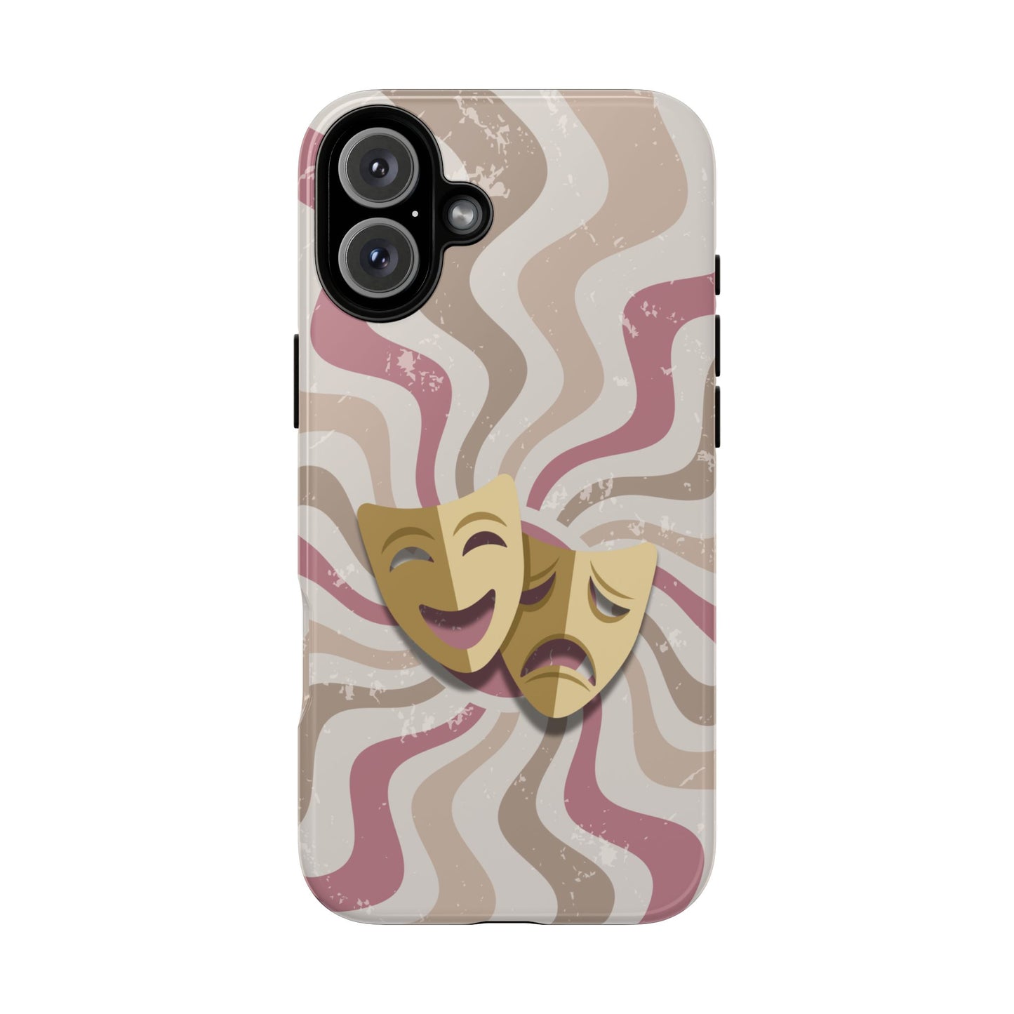 Comedy & Tragedy Masks – Pink Minimal Retro Wave Phone Case - Pink Phone Case - iPhone 16 Plus / Glossy