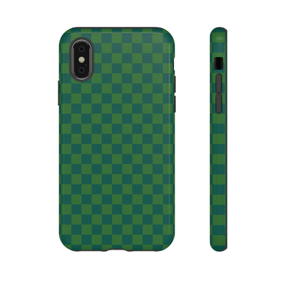 iPhone XS / Glossy Phone Case - ’Bold Green Checkered Pattern’ Phone Case