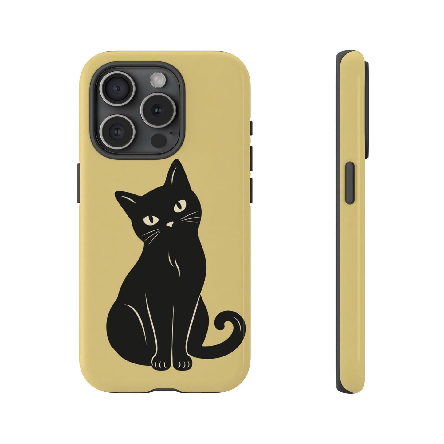 Minimalist Butter Yellow & Black Cat Phone Case