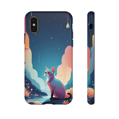 iPhone XS / Glossy Phone Case - Stylised Cat Design Phone Case