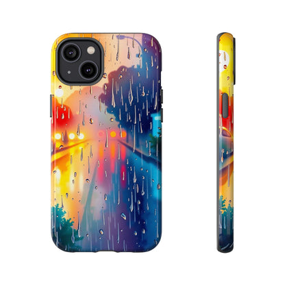 iPhone 14 Plus / Glossy Phone Case - Electric Rain Watercolour Design Phone Case
