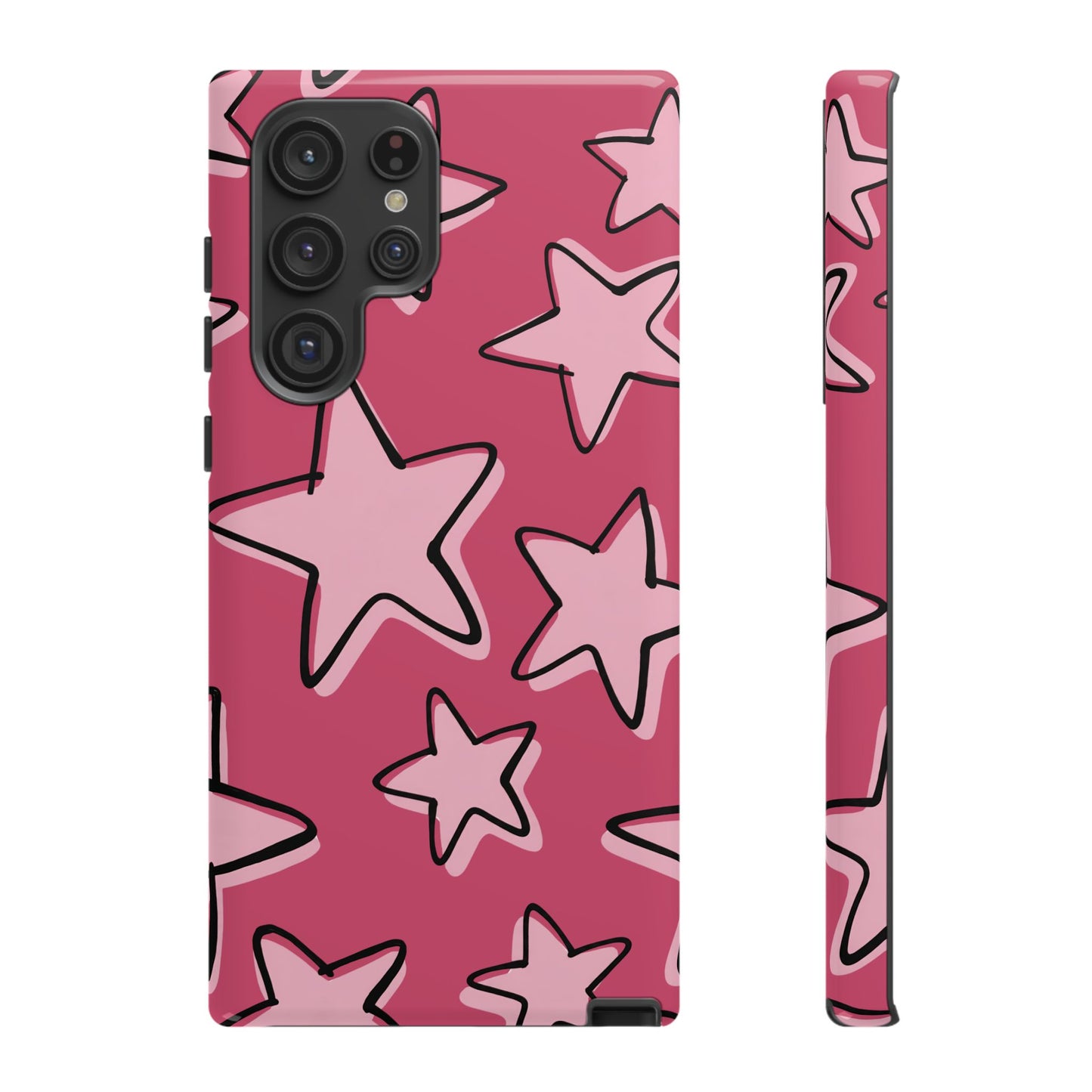Raspberry Pink Doodle Star Phone Case